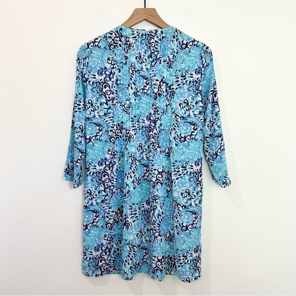 Lilly Pulitzer Marilina Tunic Dress Blue Haven Raising Shell Resortwear Beach XS - Picture 2 of 6